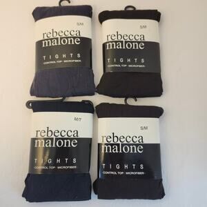 Rebecca Malone Lot Of 4 Tights Control Top Micro Fiber S/M M/T Black Brown Navy